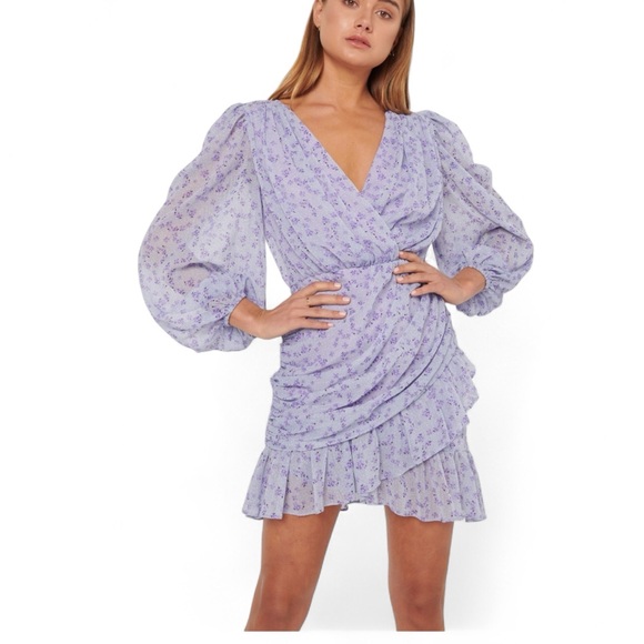 Elliatt Lorde Purple Ruched Dress Small - Picture 1 of 7